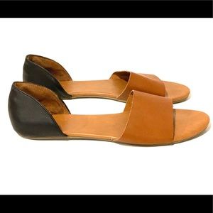 Black & Cognac Flat Sandals